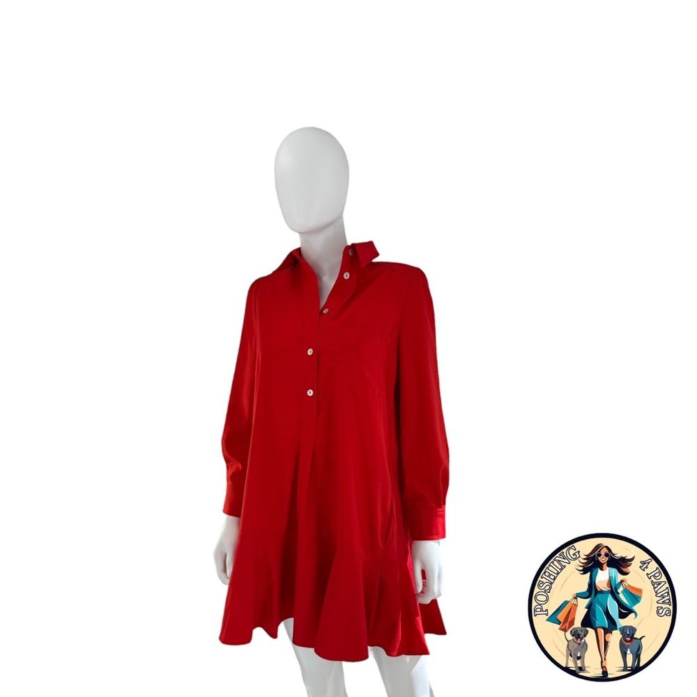 Tuckernuck NEW Red Callahan Long Sleeve Preppy Shirt Mini Dress Size Small - Picture 3 of 9